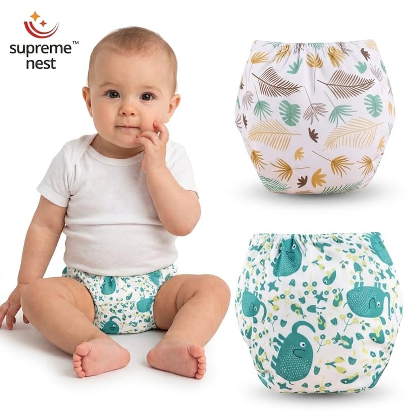 Reusable Cloth Diapers for Babies | Adjustable 3M–3 Years | Leak-Proof & High Absorbency | Cotton Washable Diaper with 2 Inserts | Rash-Friendly Breathable Design | Combo Pack (Pack of 2)