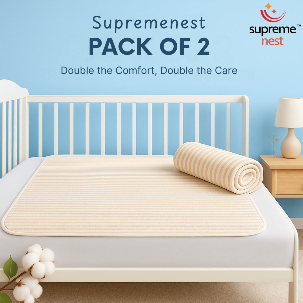 Supremenest Waterproof Crib Mattress Protector – Pack of 2 – Ultra Soft, Breathable & Absorbent Pads (46x40 Inch) – Snug Fit, Machine Washable, Elastic Fitted Covers for Standard Baby Cribs