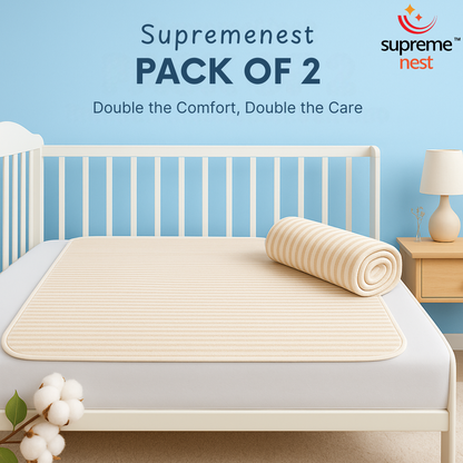 Supremenest Waterproof Crib Mattress Protector – Pack of 2 – Ultra Soft, Breathable & Absorbent Pads (46x40 Inch) – Snug Fit, Machine Washable, Elastic Fitted Covers for Standard Baby Cribs