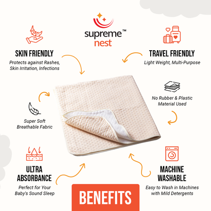 Supremenest Waterproof Crib Mattress Protector – Ultra Soft, Breathable & Absorbent Pad (46x40 Inch) – Snug Fit, Machine Washable, Elastic Fitted Cover for Standard Baby Crib